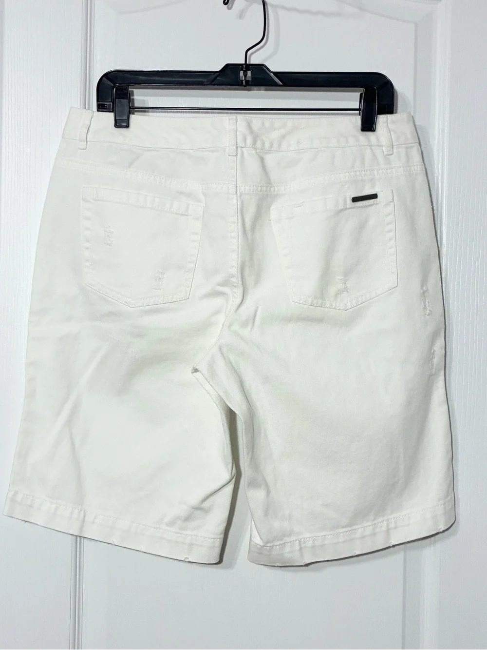 Michael Kors Distressed Denim Bermuda Shorts White Size 10